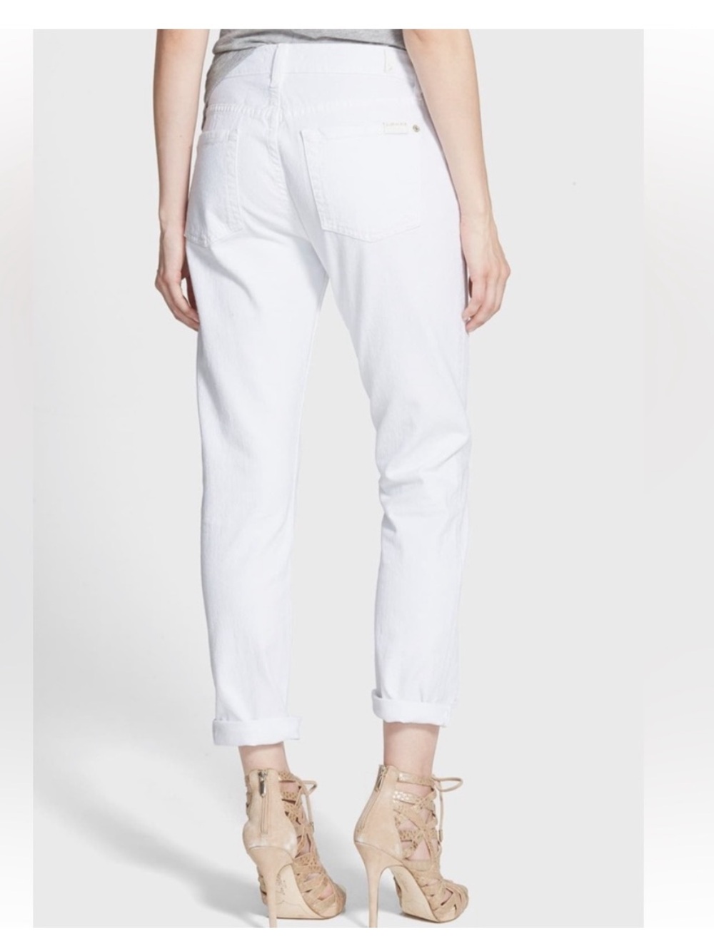 NWT Jean 7 For All Mankind White Girlfriend Relaxed Skinny cropped 27 4 plain